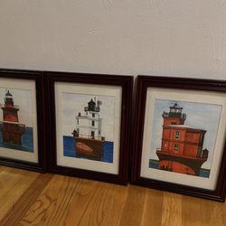 Set of Three Chesapeake Bay Lighthouse Framed Art Prints