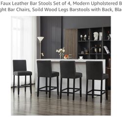 26" Faux Leather Bar Stools Set of 4
