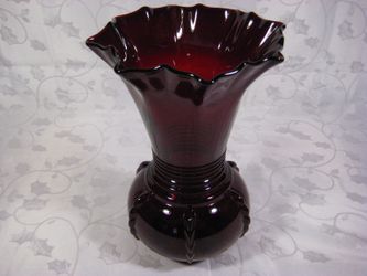 Elegant Depression Glass Large Vase Ruby Red