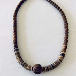 Handmade Wooden Bead Necklace – Natural Boho Tribal Style