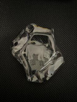 Val St. Lambert Crystal Paperweight Zodiac Taurus Bull w/Box