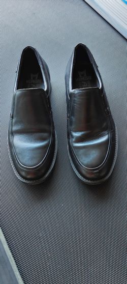 Mephisto Black Leather Slip-On Loafers