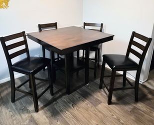 Solid dark wood dining table