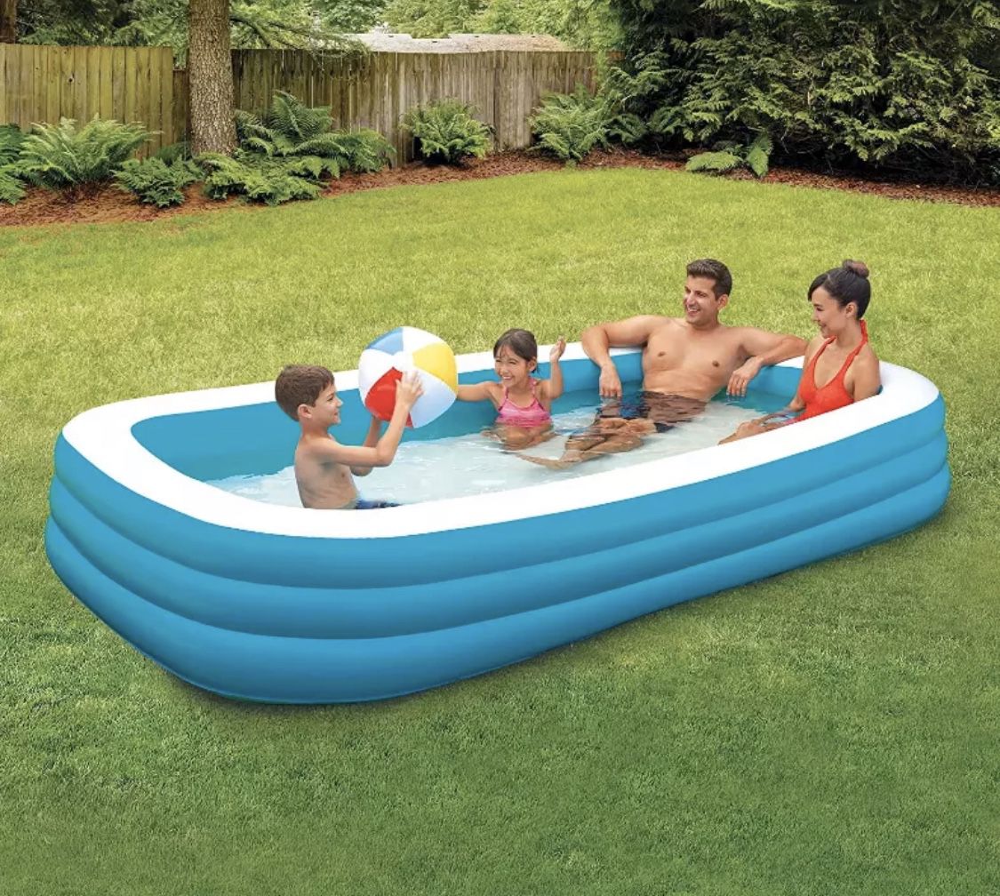 Play Day - Inflatable 10' Foot Rectangular Family Pool 120" x 72" x 22" BRAND NEW!!