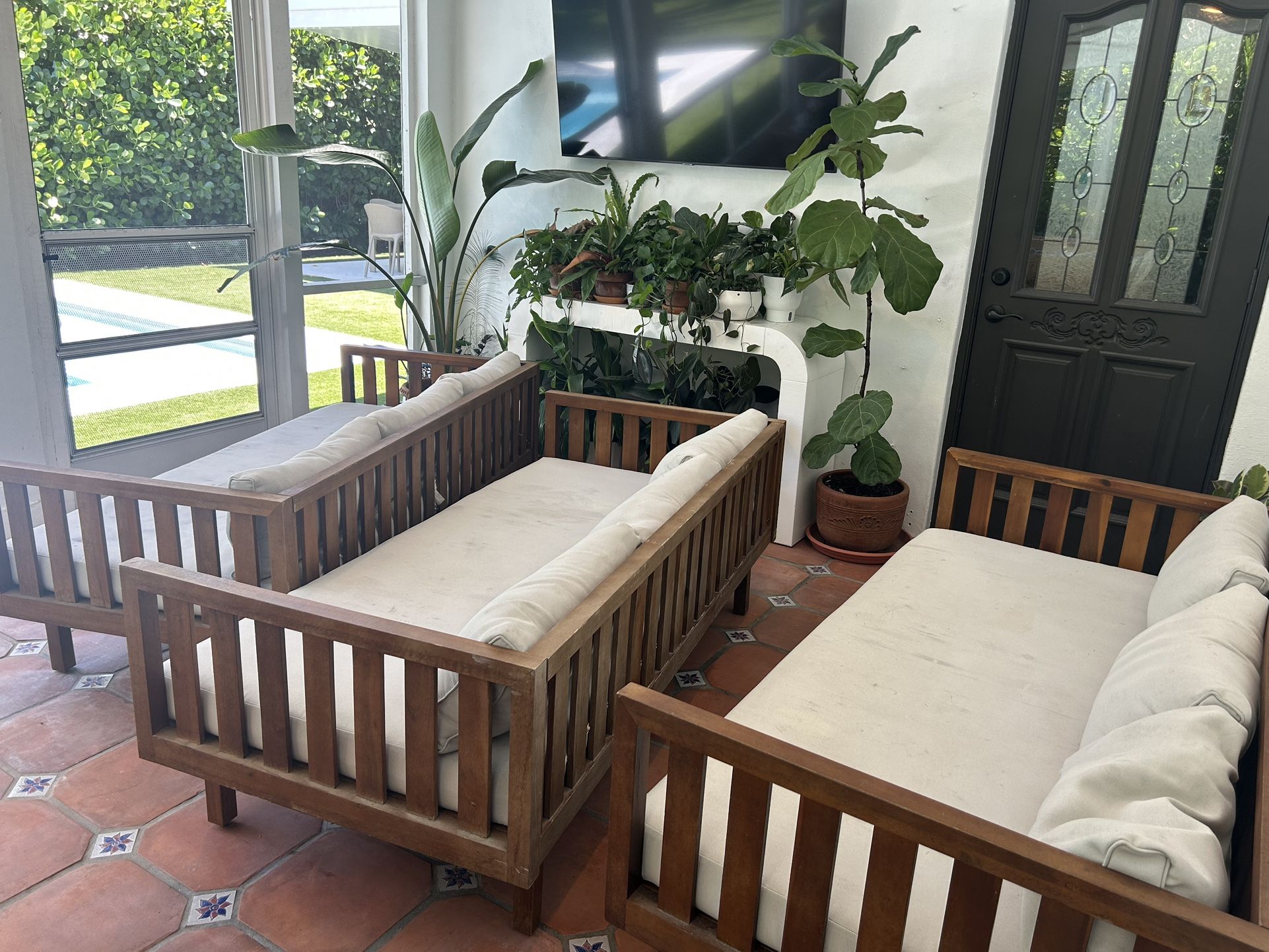 3 Acacia Wood Daybeds - Great Frames for Reupholstery Project