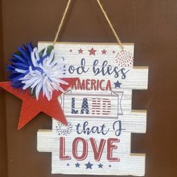 Red White And Blue Patriotic Sign 4th Of July.