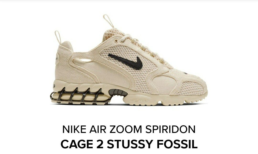 Nike air zoom spiridon cage 2 stussy fossil colorway size 10