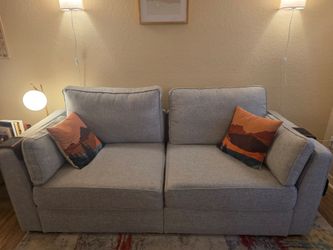 Lovesac Sectional, 4 angled Sides with 2 Seats, with Side cushions and Coasters