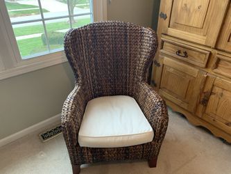 Pottery barn seagrass online wingback chair