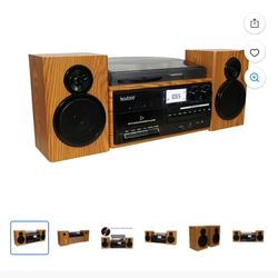Vinyl Record Player with CD & Cassette, Radio, Bluetooth, USB and Aux.