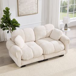 Fairmont 76" Quilted Chenille Cloud Modular Loveseat Sofa with Throw Pillows