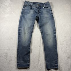 G-Star Raw D-STAQ Men’s Size 30x29 Blue Slim Denim Jeans Distressed #3496