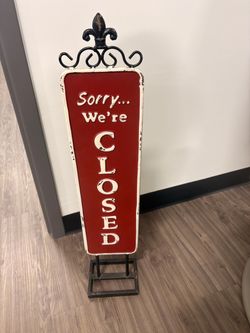 Vintage-Style Double-Sided Metal OPEN/CLOSED Business Sign – $25 OBO