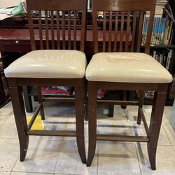 2 Solid Wood Bar Seats / Chairs