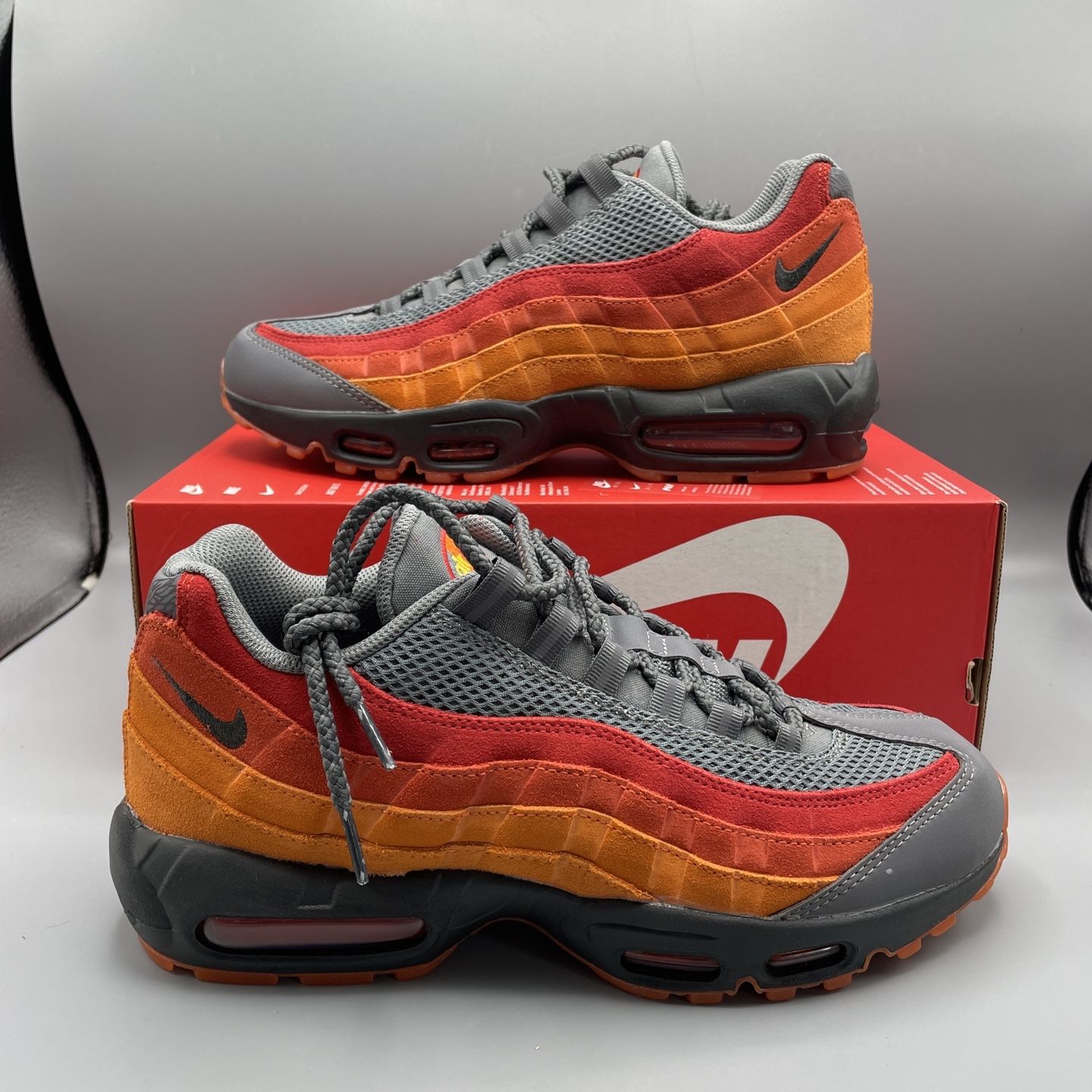 Nike Air Max 95 Premium Atlanta Grey Orange Red Men's Size 9