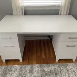 60”W x 30”D White Office Desk with Drawers