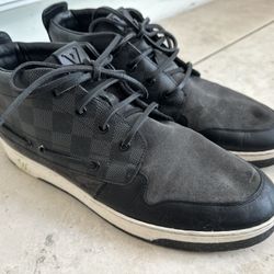 Louis Vuitton Damier Graphite Suede Sneaker, Size 7.5, Preowned, Great Shape