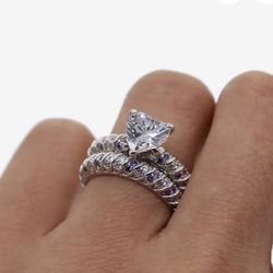 Luxury women men promise ring set wedding engagement heart cubic zirconia cz ring 