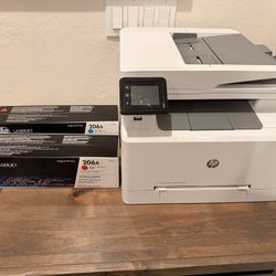 Color LaserJet Printer HP Pro MFP M283fdw + 206A Magenta & Cyan Toner