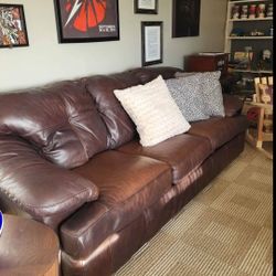 Brown Leather Couch  And Loveseat