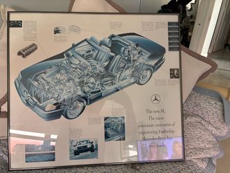 Vintage Original Mercedes Benz R129 framed marketing poster