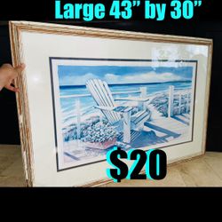 $20 Large Wall Beach Coastal Decor distressed wood and Glass 43 “ by 30