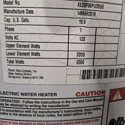 Rheem Water Heater 20 Gallons