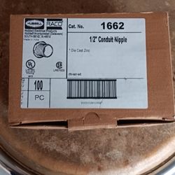 RACO 1\2 INCH Conduit Chase Nipple 100 PC Box