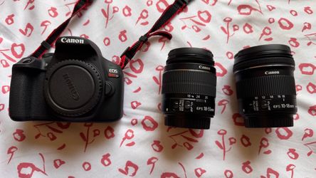 Canon EOS Rebel T7 DSLR + 18-55mm + 10-18mm Wide Angle Lens + Camera Bag