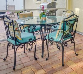 Iron and glass dining set