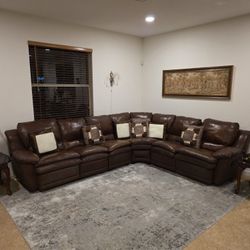 Leather Sectional Sofa With  Reclinable Corners 
