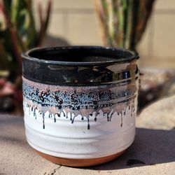 8 Inch Reactive Finish Ceramic Planter Indoor Outdoor W/ Drainage Hole New