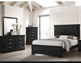 4- Pc Bedroom set Dresser,Mirror  Nightstand (1) Queen size bed frame  Not including Mattress and Box Sp
