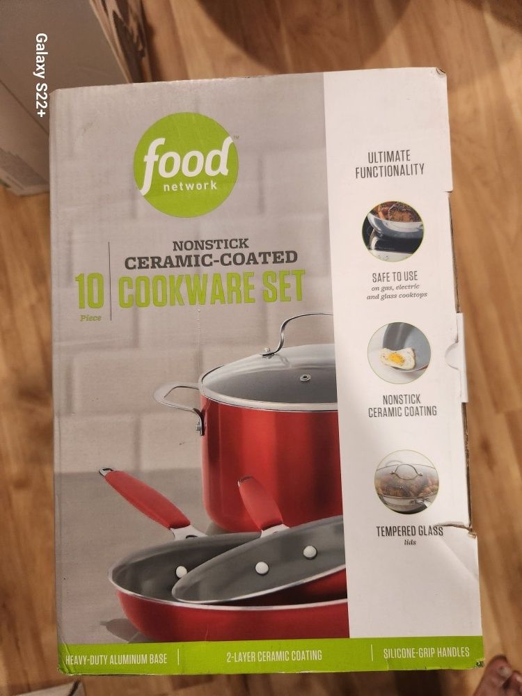 Food Network 10 Piece Nonstick Ceramic Coated Cookware Set