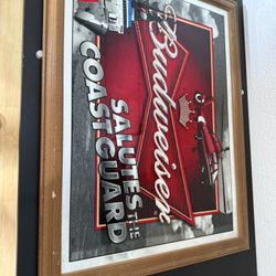Budweiset Salutes Coast Guard Man Cave / Bar Etc Framed Pic