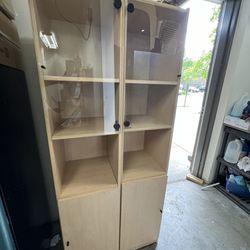 two. pretty display cases or shelves are 6 feet high and 15” wide $60. each