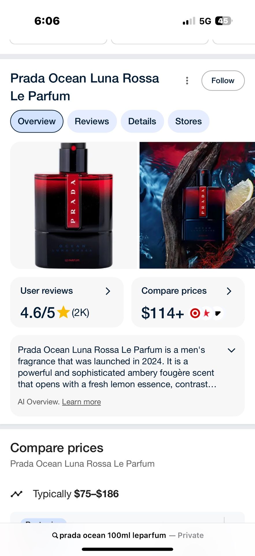 2 Prada Ocean 100ml Le Parfum