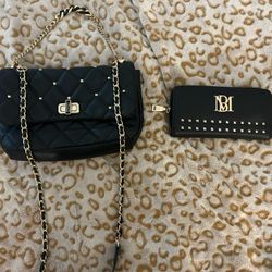 Badgley Mischka Medium Diamond Quilt Flap Crossbody Bag With matching wallet