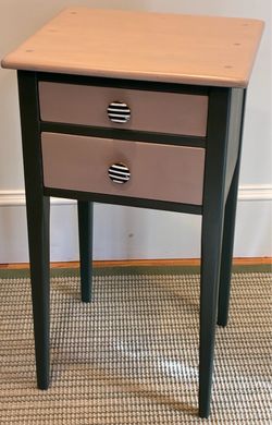 Two-Drawer Painted Wood Nightstand dark green