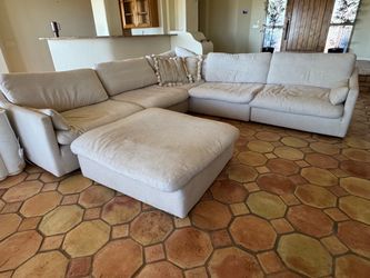 Neutral Sectional Modular Couch with Ottoman