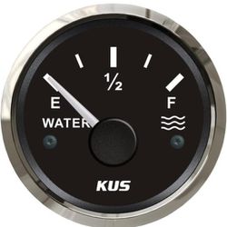 Kus Pointer Water Tank Level Gauge Meter Indicator 0-190ohm Signal for Boat RV Motorhome Truck with Backlight 12V 24V 52mm(2")

