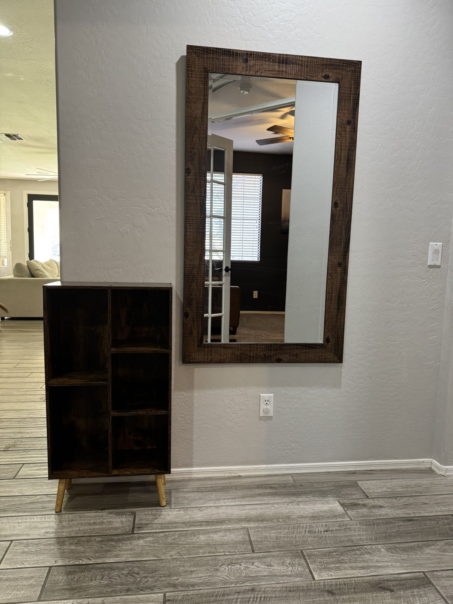 Walnut Bookshelf And Mirror 