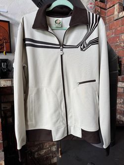 Men’s Volcom Cream Zip-Up Jacket with Brown Trim