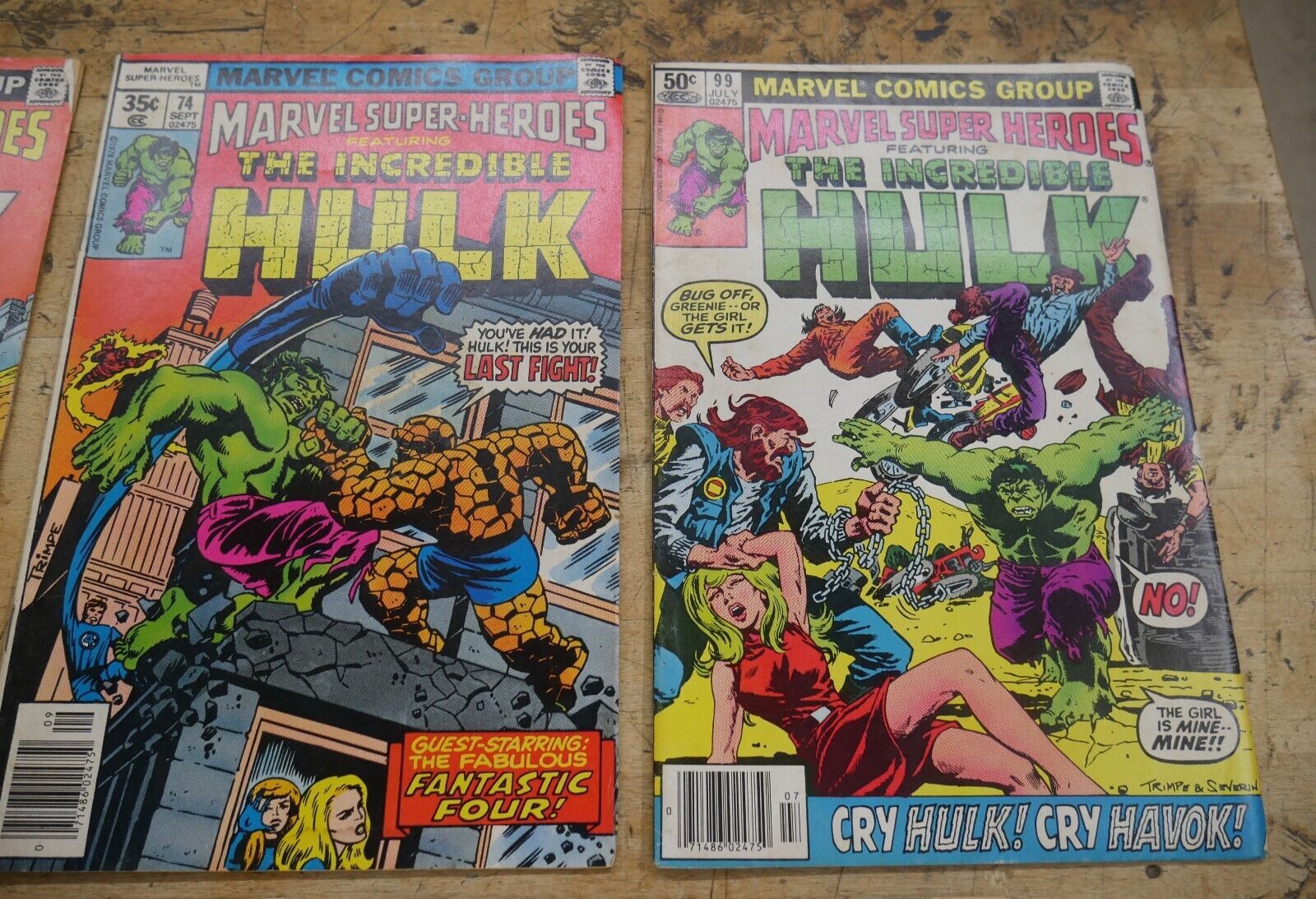 Lot 5 Marvel Comics The Incredible Hulk 72 1978, 74 September 1978, 99 July 1981, 263 September 1981, 101 September 1981 . good condition.