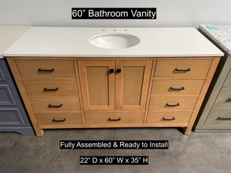 60" Bathroom Vanity with Engineered White Countertop & Solid Wood and Manufactured Wood Cabinet #3456