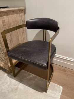 Modern Accent Chair Gold Frame Dark Leather