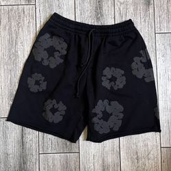 Denim Tear Black And Grey Monochrome Shorts 
