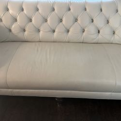 Beautiful Elegant Cream Leather Sofa