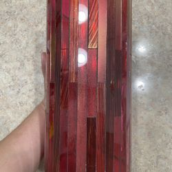 Large Red Mosaic Glass Tile Vase W Small Chip Imperfection -1$