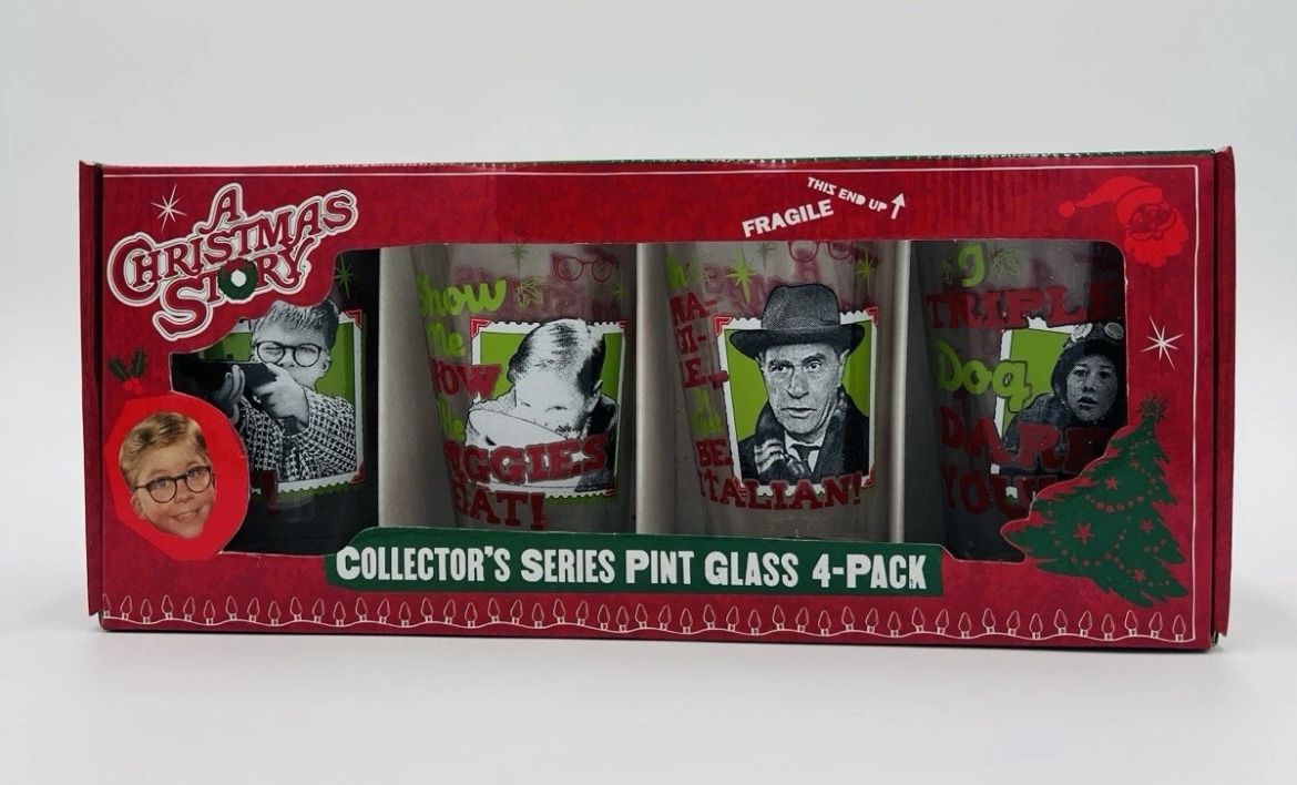 A Christmas Story Collector’s Pint Set • 4-Pack • 16oz • Classic Movie Quotes
